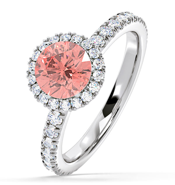 Alessandra Pink Lab Diamond 1.70.ct Halo Ring in 18K White Gold - Elara Collection